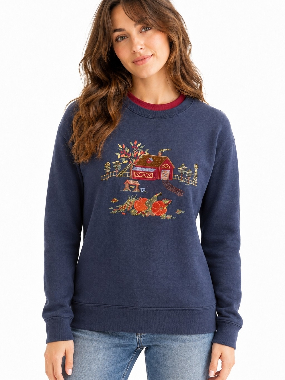 Vintage 90s Bobbie Brooks Fall harvest Corduroy Appliqué Sweatshirt Medium